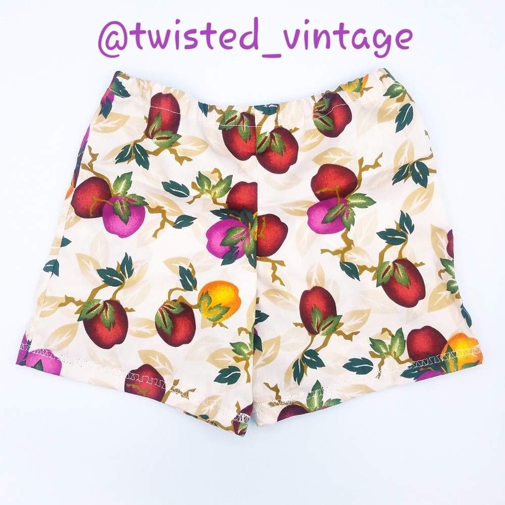 Handmade Apple Orchard Apples Shorts Toddler Girls 3T Vintage Fabric